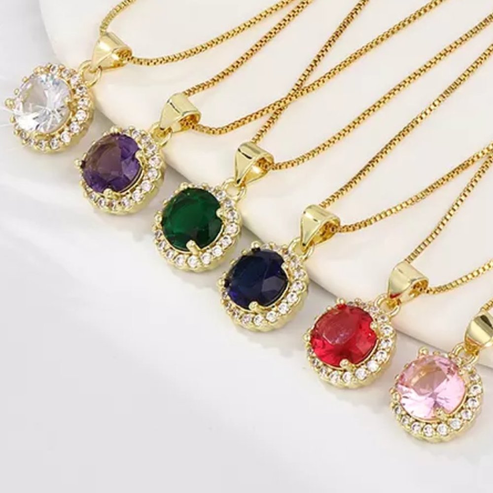 18k Gold Plated Cubic Zerconia Gemmy Pendant Necklace